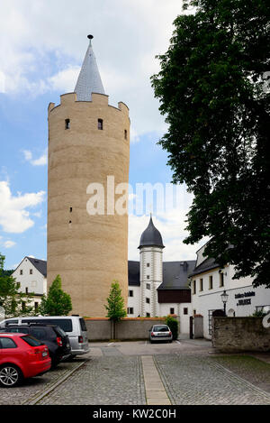 Das Erzgebirge, Zschopau, militärischen Turm Fettsäuren Heinrich der Burg wilden Ecke, Erzgebirge, Wehrturm Dicker Heinrich vom Schloss Wildeck Stockfoto