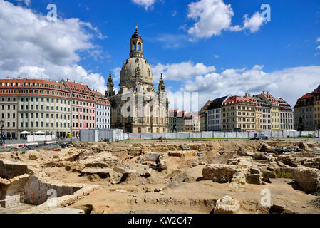 Dresden, excavations in the new market before the reconstruction, Ausgrabungen am  Neumarkt vor der Neubebauung Stockfoto