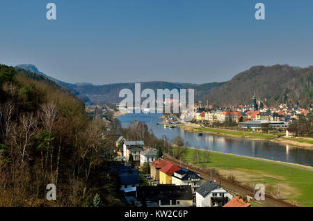 Elbsandstein, Elbtal mit Bad Schandau, Elbtal bei Bad Schandau Stockfoto