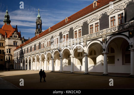 Dresden, Residenzschloss, langer Weg in die stabile Hof, Residenzschloss, Langer Gang im Stallhof Stockfoto