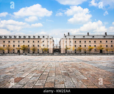 Historische Architektur in San Lorenzo de El Escorial in der Nähe von Madrid, Spanien Stockfoto