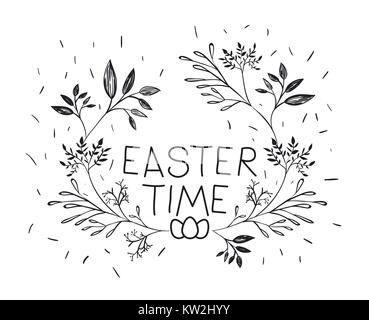 Ostern Poster mit Niederlassungen Dekoration in Schwarzweiß Silhouette Stock Vektor