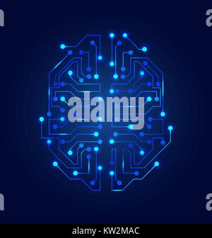 Stilisierte Gehirn. Platine Textur, Strom Verstand Stock Vektor
