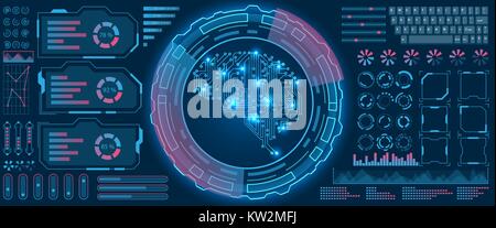 Abstrakte Hud UI-Schnittstelle, virtuellen Bildschirm futuristische High-Tech-Hintergrund Stock Vektor