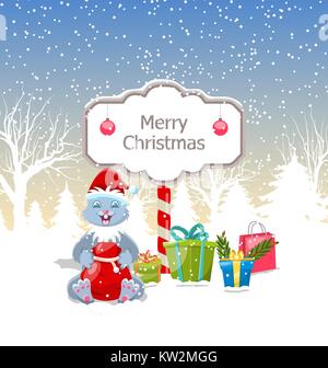 Weihnachten Hase mit Geschenk Boxen, Santa, Weihnachten und Neujahr Design Stock Vektor
