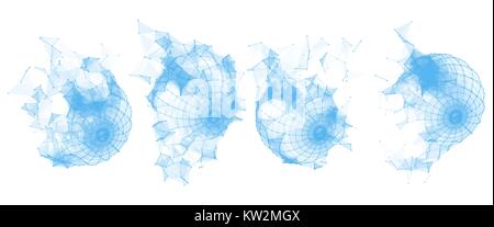 Gebrochene polygonalen Wireframe Sphere. Geometrische Form. Lines Network Polygone der Kreis Stock Vektor