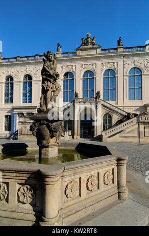 Turk-Brunnen vor dem Verkehrsmuseum in den neuen Markt, Dresden, Tuerkenbrunnen Vor Dem Verkehrsmuseum am Neumarkt Stockfoto