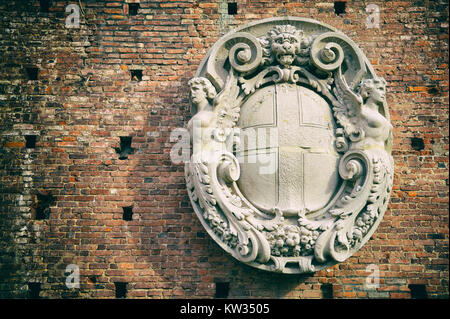 Wappen des Hauses der Sforza, das Castello Sforzesco oder Sforza Schloss - Mailand, Italien Stockfoto