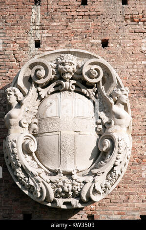 Wappen des Hauses der Sforza, das Castello Sforzesco oder Sforza Schloss - Mailand, Italien Stockfoto