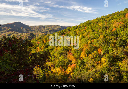 Smoky Mountains Herbst Landschaften. Herbst Farben aus einer übersehen in der Great Smoky Mountains National Park. Stockfoto