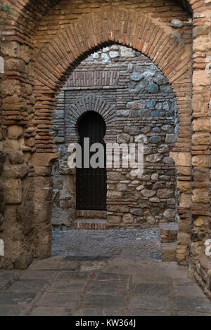 Maurischen Bögen in der Alcazaba, Málaga, Spanien. Stockfoto