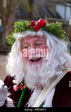 USA Virginia VA-kolonialen Willaimsburg Vater Weihnachten auf marchants Quadrat auf Herzog von Gloucester Street Weihnachtszeit Santa Claus Stockfoto