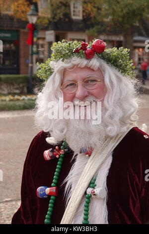 USA Virginia VA-kolonialen Willaimsburg Vater Weihnachten auf marchants Quadrat auf Herzog von Gloucester Street Weihnachtszeit Santa Claus Stockfoto