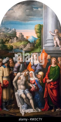 Die Klage über den Toten Christus durch Il Garofalo (1476-1559), Öl auf Holz, 1527. Stockfoto