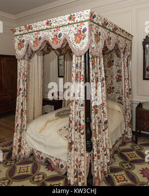 Schlafzimmer in Colonial Williamsburg Governor's Palace. Stockfoto