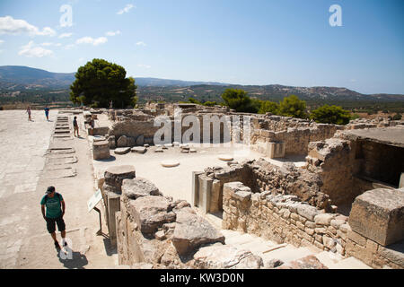 Innenhof und Bereich, Festos, archäologischen Bereich, Insel Kreta, Griechenland, Europa Stockfoto