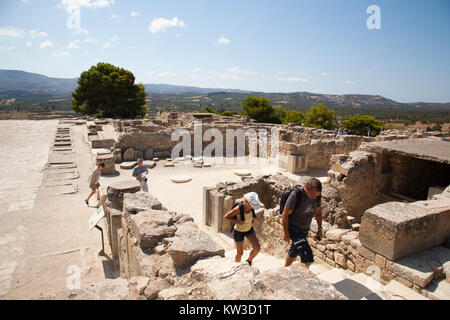 Innenhof und Bereich, Festos, archäologischen Bereich, Insel Kreta, Griechenland, Europa Stockfoto