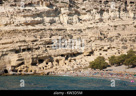 Strand von Matala, Insel Kreta, Griechenland, Europa Stockfoto