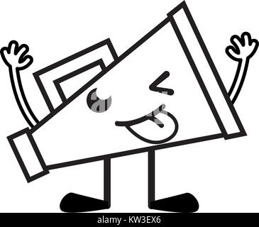 Zeile lustig Megaphon Objekt kawaii mit Armen und Beinen Vector Illustration Stock Vektor