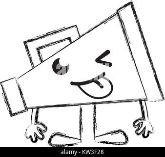 Abbildung lustig Megaphon Objekt kawaii mit Armen und Beinen Vector Illustration Stock Vektor