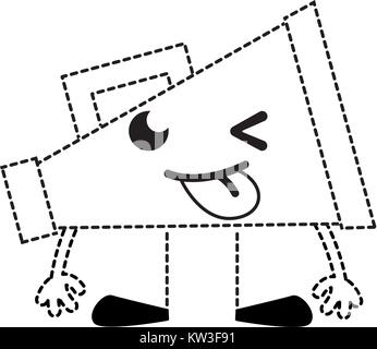 Gepunktete Form lustig Megaphon Objekt kawaii mit Armen und Beinen Vector Illustration Stock Vektor