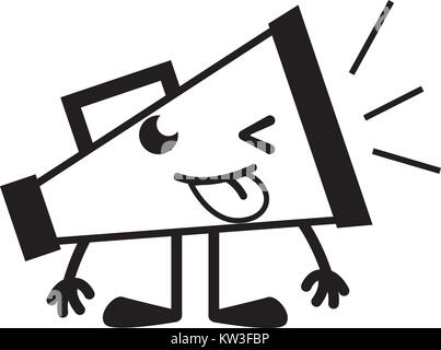 Kontur lustig Megaphon Objekt kawaii mit Armen und Beinen Vector Illustration Stock Vektor