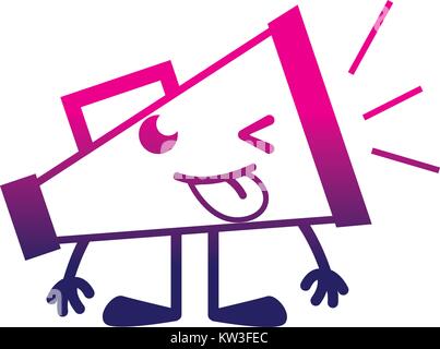 Silhouette lustig Megaphon Objekt kawaii mit Armen und Beinen Vector Illustration Stock Vektor