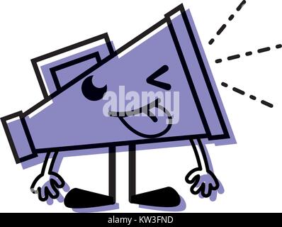 Farbe lustig Megaphon Objekt kawaii mit Armen und Beinen Vector Illustration Stock Vektor