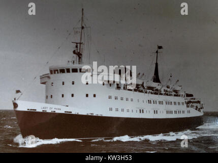 Die MV Lady of Mann war eine Passagierfähre, die von der Isle of man Steam Packet Company betrieben wurde. Bekannt für seine Rolle bei der Verbindung der Isle of man mit Großbritannien, diente das Schiff mehrere Jahre lang auf der Strecke zwischen Douglas und Liverpool. Stockfoto