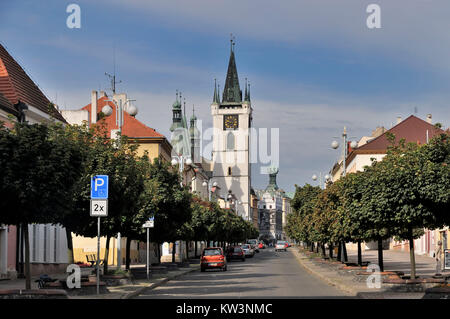 Litomerice, Tschechien, Litomerice, Stadt Turm und Lange Straße Dlouha? Ulice der Altstadt, Tschechien, Stadtturm und Lange Straße Dlouha? Ulice Stockfoto