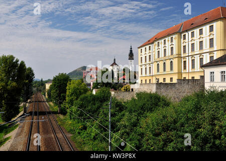 Litomerice, Tschechien, Litomerice, Vortrag der Jesuit und Cathedral Hill mit Bishop's Residence, Tschechien, Jesuitenkolleg und Domhügel mit Bischofsresi Stockfoto