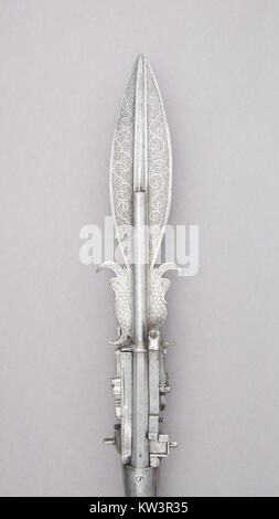 Boar Spear mit Double Barrel Wheellock Pistole MET 04.3.77 008 Aug 2014 Stockfoto