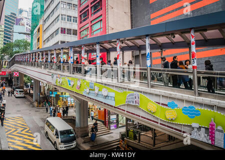 Die längste Rolltreppe in Hong Kong Central Stockfoto