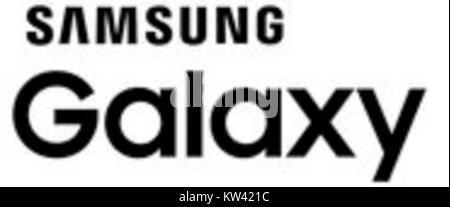 Das 2015 eingeführte Samsung Galaxy Logo repräsentiert die Smartphone-Serie der Marke. Dieses ikonische Logo steht in Verbindung mit den Innovationen von Samsungâ in Sachen Mobiltechnologie und Design. Stockfoto