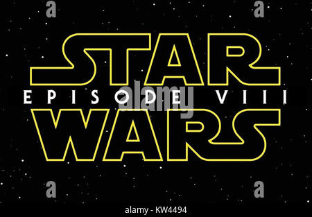Das Logo für Star Wars: Episode VIII, auch bekannt als der letzte Jedi, repräsentiert die visuelle Identität dieser 2017er Ausgabe der legendären Star Wars-Reihe. Stockfoto