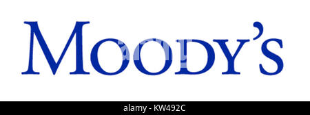 Das Moody's Logo in Blau ist ein Symbol für die langjährige Präsenz des globalen Finanzdienstleistungsunternehmens in der Ratingbranche. Moody's ist bekannt für seine Bonitätsbewertungen, Forschungsarbeiten und Risikoanalysen und bietet wichtige Einblicke in die Finanzmärkte weltweit. Stockfoto
