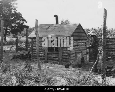 Eine Rehabilitation Patienten steht neben einem Chicken House sie selbst gebaut, über das Fenster von Ihrem eigenen Schlafzimmer, in Manning, Lee County, South Carolina, 1939. Von der New York Public Library. Stockfoto