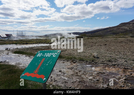 Geysir geothermische Feld in Island. Stockfoto