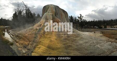 Orange Feder Damm in Mammoth Hot Springs, Yellowstone National Park, Wyoming, September, 2015. Bild mit freundlicher Genehmigung von Jim Peaco/Yellowstone National Park. Stockfoto