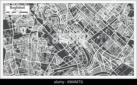 Bagdad Irak Stadtplan im Retro-stil. Vector Illustration. Übersichtskarte. Stock Vektor