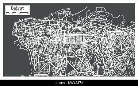 Beirut Libanon Stadtplan im Retro-stil. Vector Illustration. Übersichtskarte. Stock Vektor