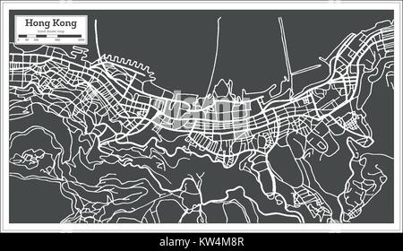 Hong Hong China City Karte im Retro Style. Vector Illustration. Übersichtskarte. Stock Vektor