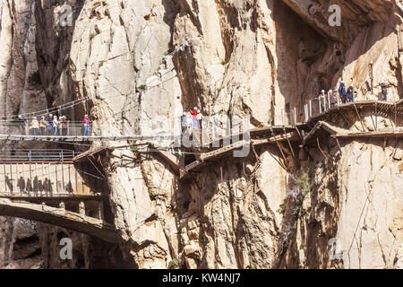 El Caminito del Rey oder King's wenig weg. El Chorro. Andalusien, Spanien Stockfoto