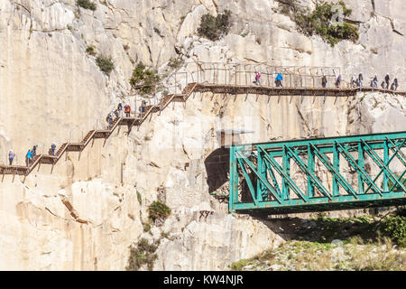 El Caminito del Rey oder King's wenig weg. El Chorro. Andalusien, Spanien Stockfoto