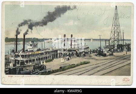 Fähren Terminal, mit Passagieren in der Nähe warten, Kansas City, Missouri, USA, 1914. Von der New York Public Library. () Stockfoto