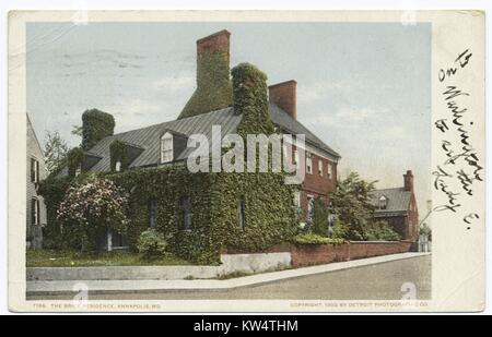 Postkarte von der Außenseite des Bridge Residence, Annapolis, Maryland, 1903. Von der New York Public Library. Stockfoto