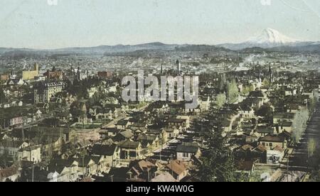 Luftaufnahme von Portland, Oregon, 1914. Von der New York Public Library. Stockfoto