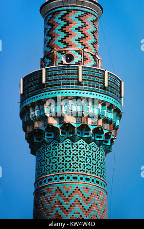 Iznik Ziegel Details auf das Minarett Der yesil Cami oder Iznik Grüne Moschee (1378-1391) Iznik (nicäa), Türkei Stockfoto