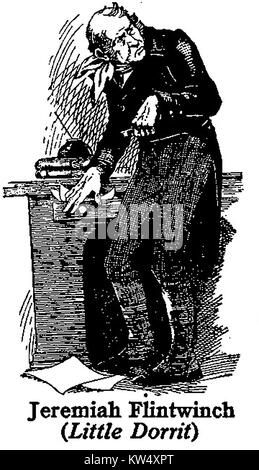 Charles Dickens 1812 bis 1870 - Charles Dickens 1812 bis 1870 - Dickens Charaktere-1930 Abbildung - Jeremia Flintwinch von "Little Dorrit" Stockfoto