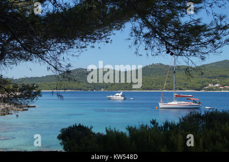 Segelboot auf das Meer in der Nähe der Insel Korcula Stockfoto